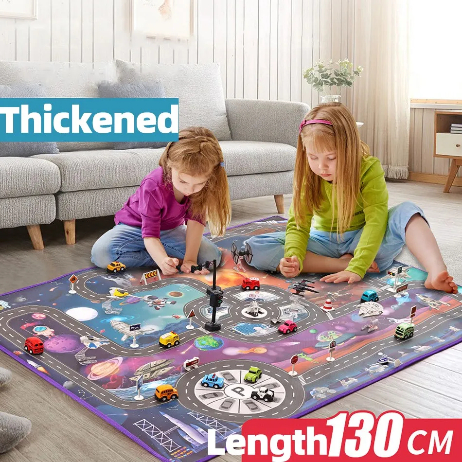 

Boys Girls Rugs Baby Educational Portable Carpet Kids Picnic Non-Toxic Playmat Children Space Thickened Toys Play Map 100x130cm