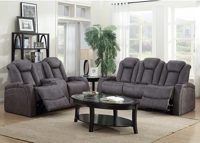 #Modern American Style Leather Electric Power Recliner Sofa Set with Extendable Feature Wood Frame for Living Room 3 2 1