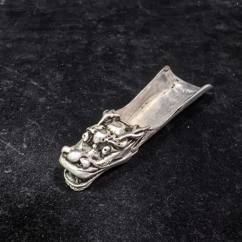 

Antique Handcrafted Pure Copper Silver-Plated Faucet Medicine Spoon Carving Copperware Handpiece Ornament Craft