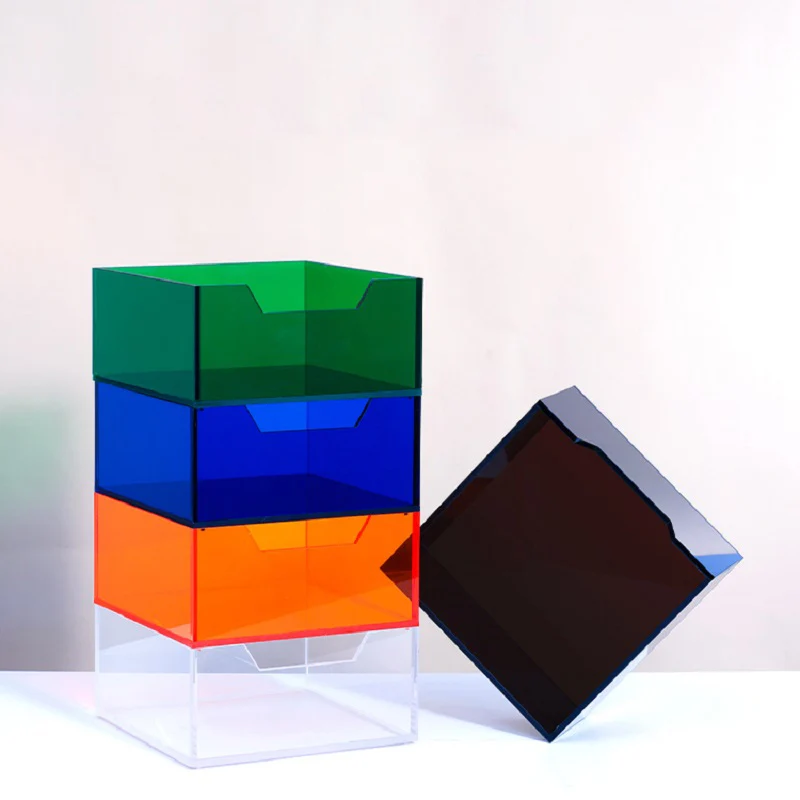 

Colorful Acrylic Storage Box, Stackable Cosmetics Storage Rack, Desktop Layered Storage Cabinet, Multifunctional Storage Tray