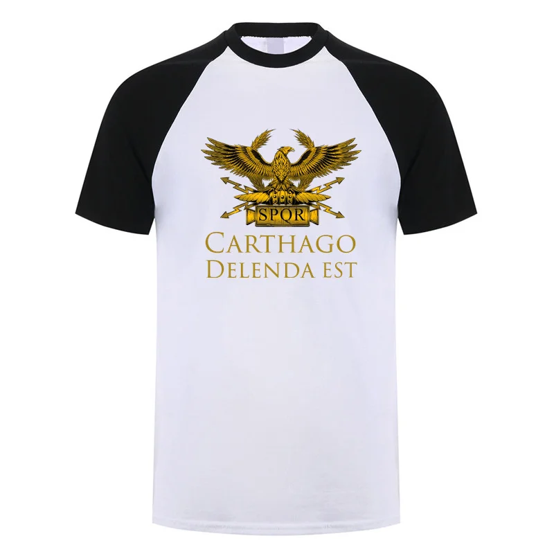 Carthago Delenda Est SPQR T Shirt Summer Men Cotton Short Sleeve Ancient Roman History Tshirts Man Tee Tops DY-016