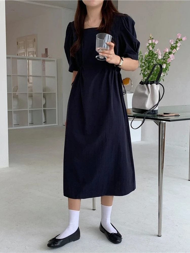 New New Summer Dress Girls Boho Solid Female Vintage Dress Party Oversize Short Sleeve Women Dresses Robe Vestido