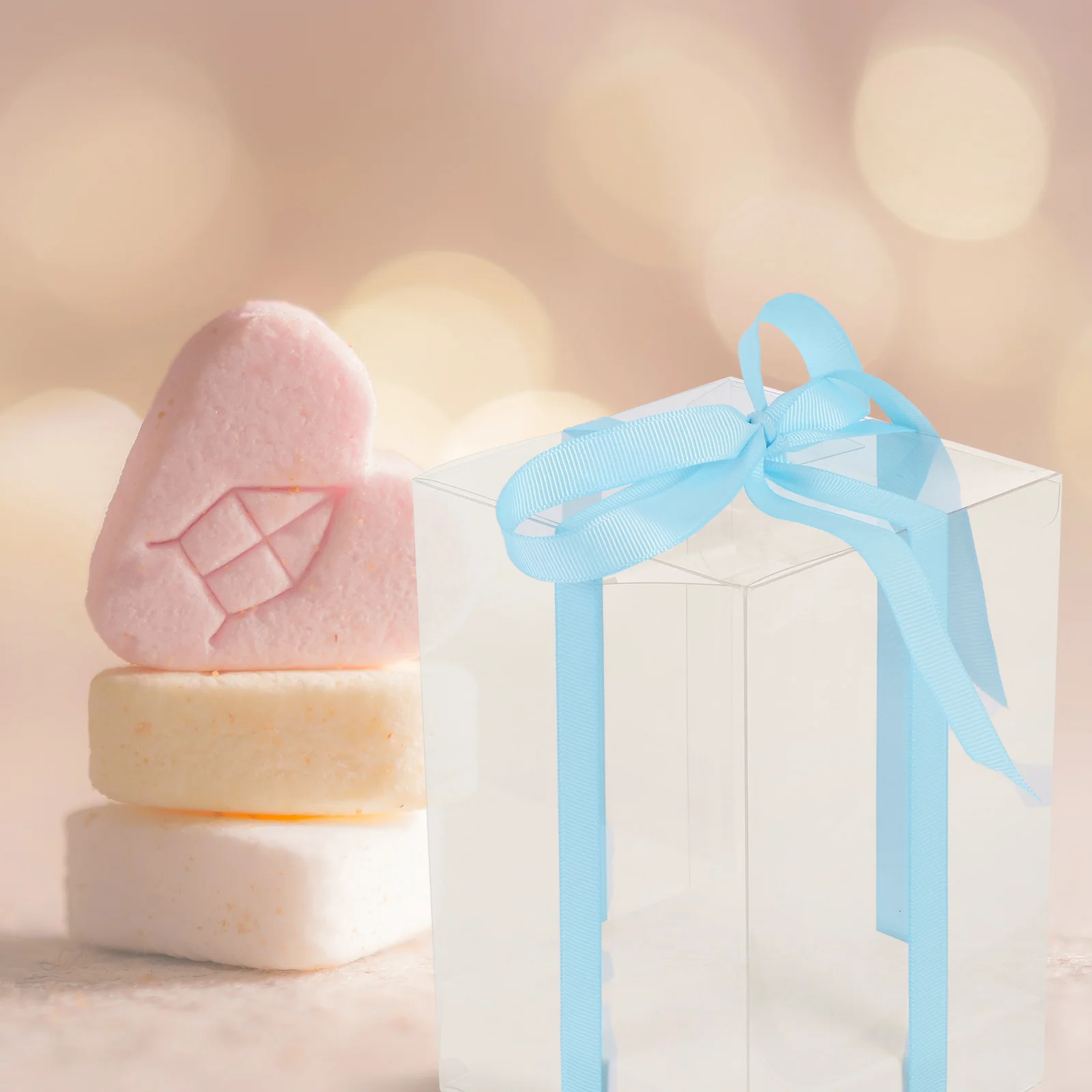 

1Set PVC Transparent Gift Box Clear Cube Ribbon Packing Box Wedding Favor Cake Holder Cupcake Storage Container Gift Carrier
