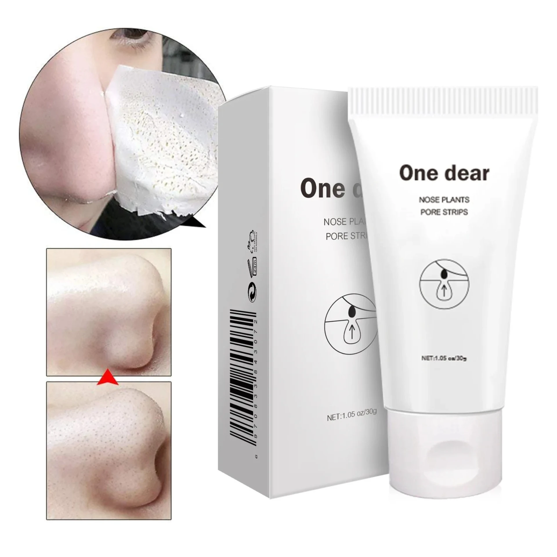 60pcs Blackhead nasal mask with blackhead suction tear-off facial cleansing nasal mask cream remove acne fine pores Skincare