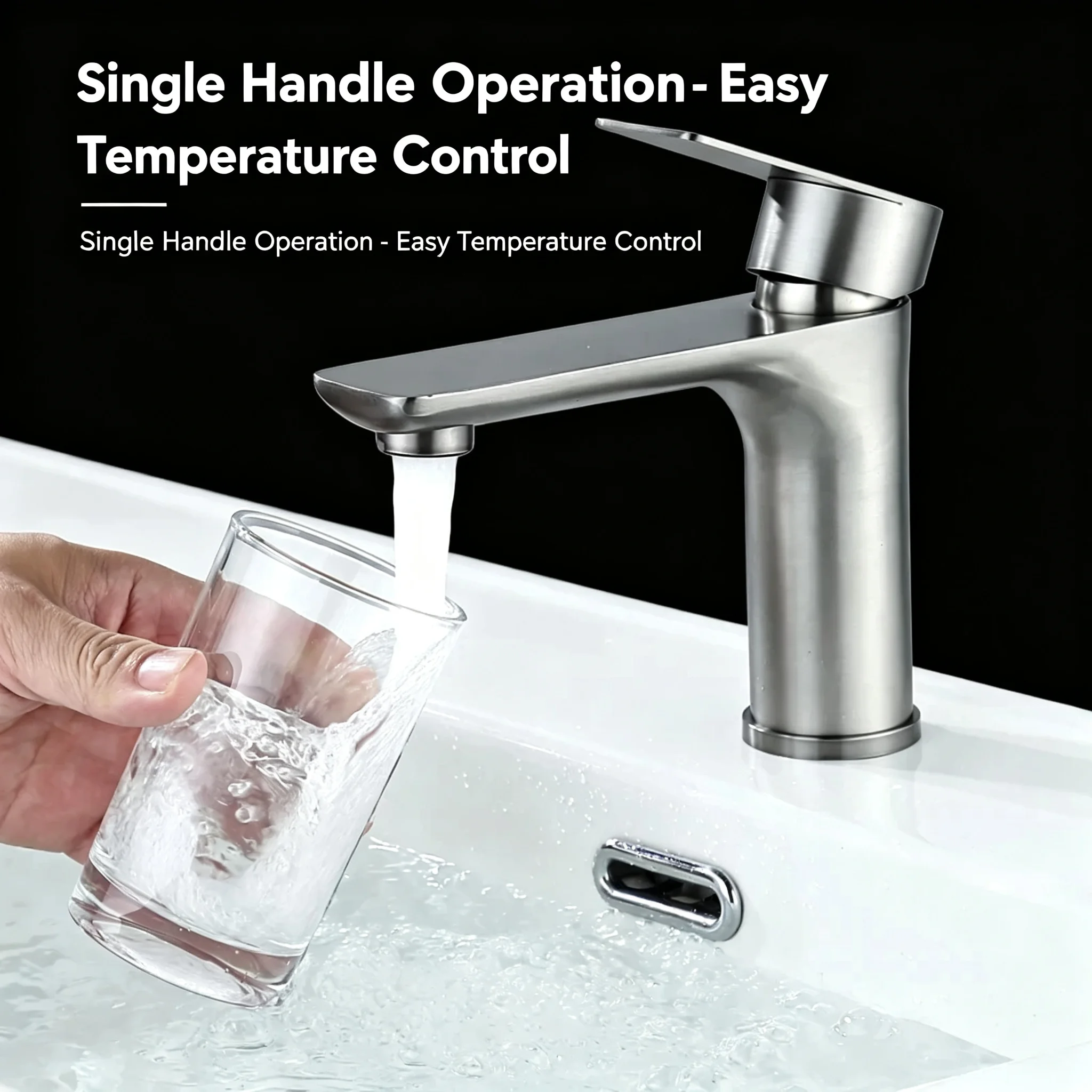 

Upgraded Bathroom Sink Faucet High-Quality Stainless Steel Honeycomb Outlet Gentle Water Flow Adjustable Hot/Cold Leak Proof