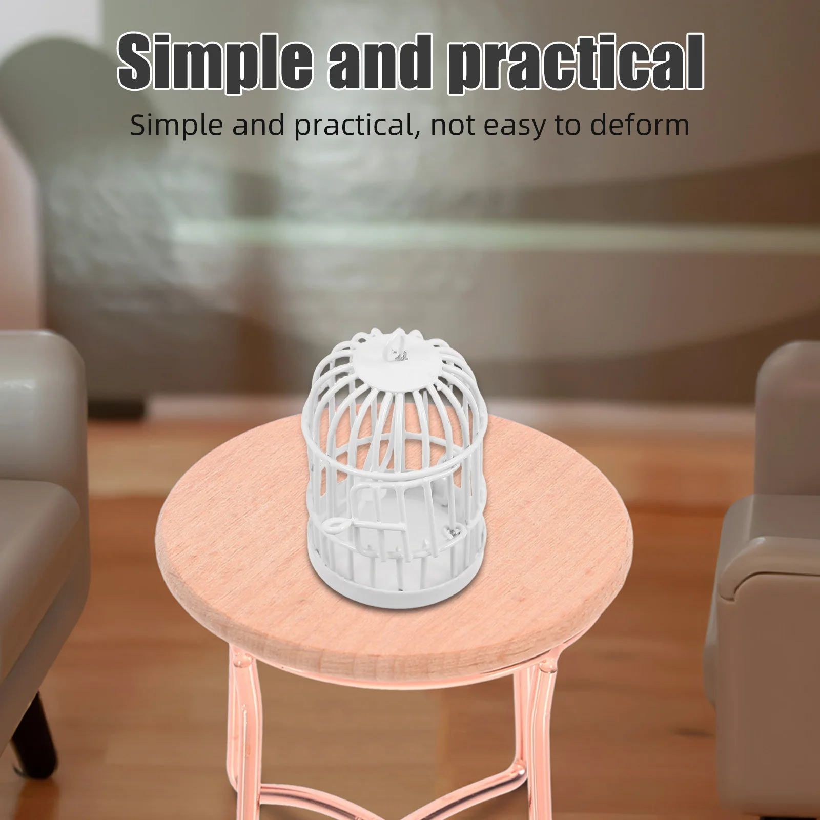 2 pezzi in miniatura in metallo con gabbia per uccelli, porta sospesa in filo cavo vintage per la decorazione della casa delle bambole da giardino fatato