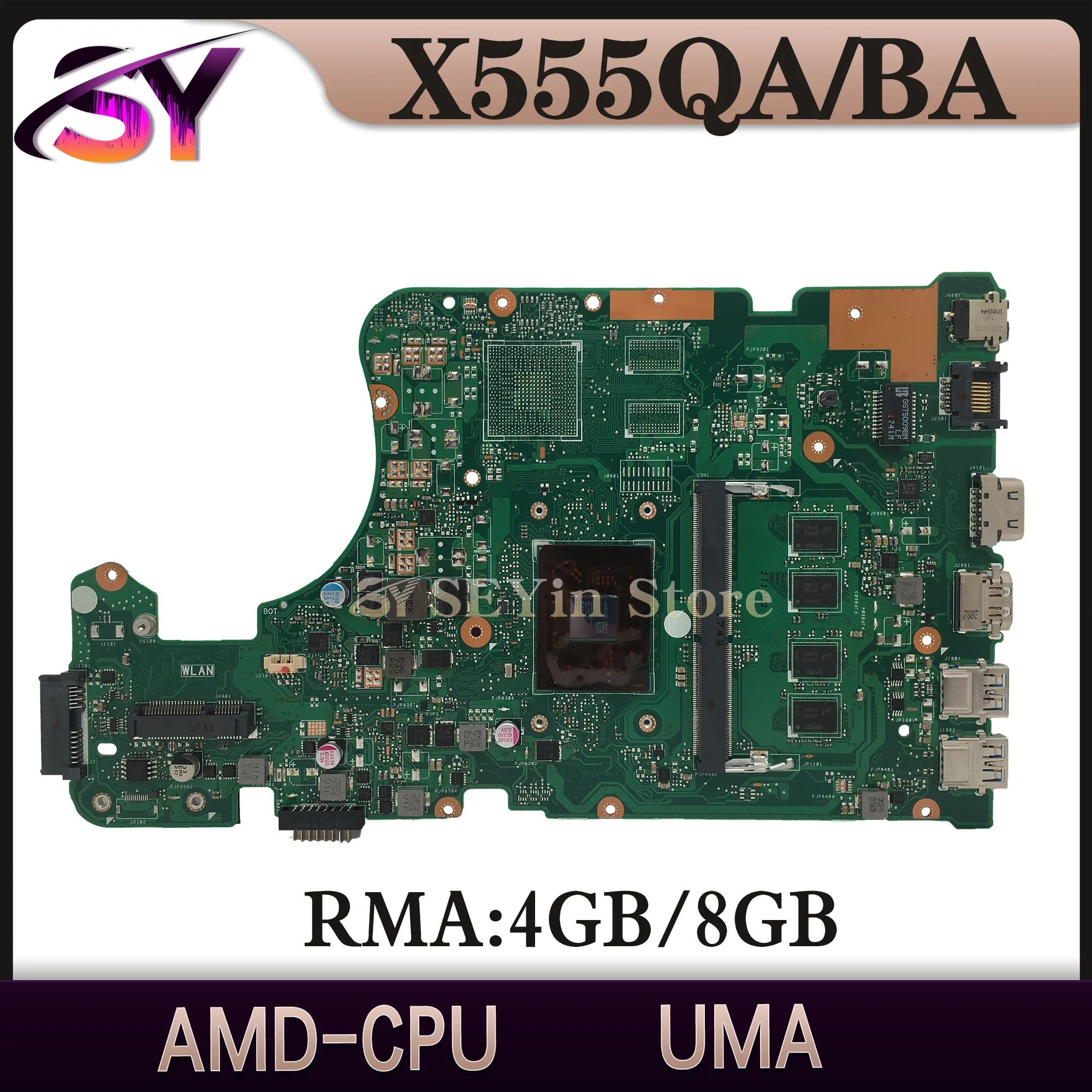 X555Q X555B Mainboard For ASUS X555BP A555Q X555QG X555QA X555BA A555B F555B K555Q Laptop Motherboard AMD-CPU V2G 4GB/8GB-RAM