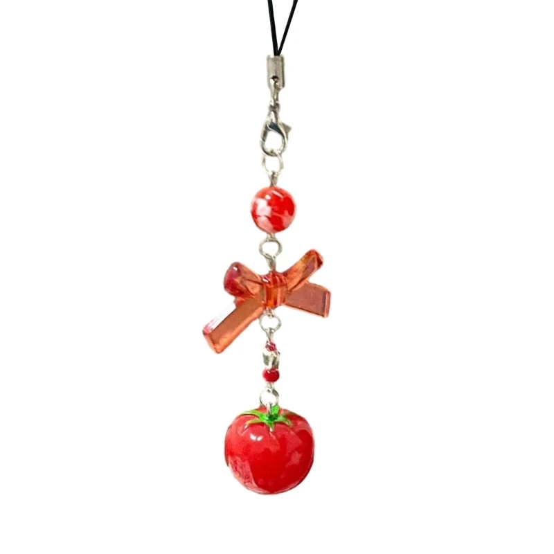 Fashionable Tomato Acrylic Phone Charm Multi functional Keychain Hangings Decor Dropship