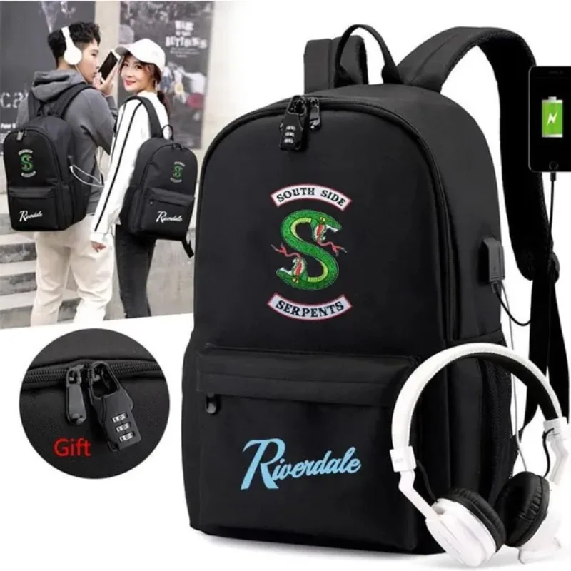 Hot movie Riverdale Anti-theft USB Charging Men Women Backpack Students School Bag Laptop Backpack Travel Outdoor Backpack bags