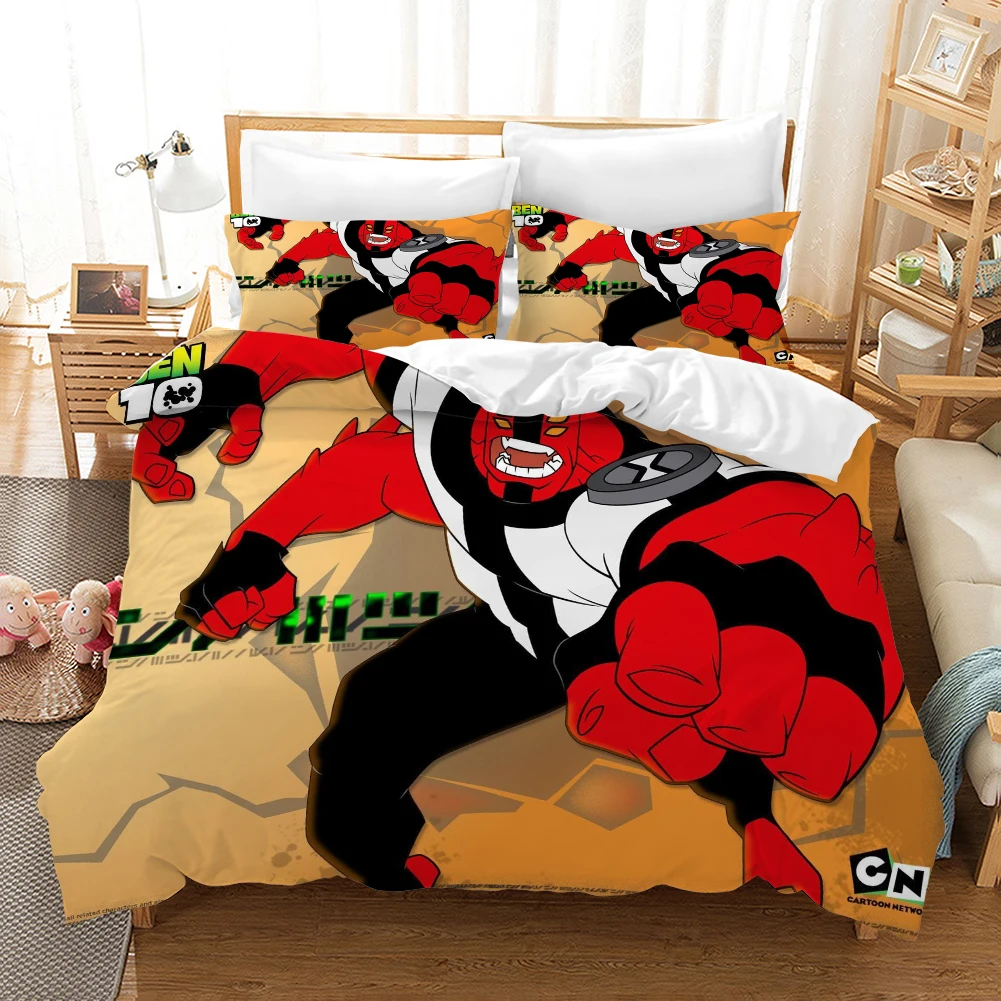 3D Cartoon Ben10 Duvet Cover with Pillow Cover Bedding Set  Single Double Twin Full Queen King Size Bed Set for Bedroom Decor