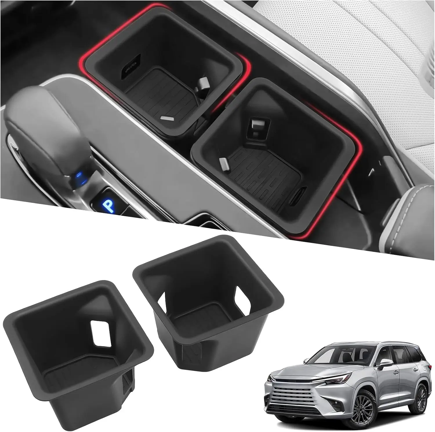 

Upgrade 2PCS Cup Holder Compatible with Lexus 2024 2025 2026 TX TX350/500h/550h+ Accessories Insert Cup Sleeve Silicone Material