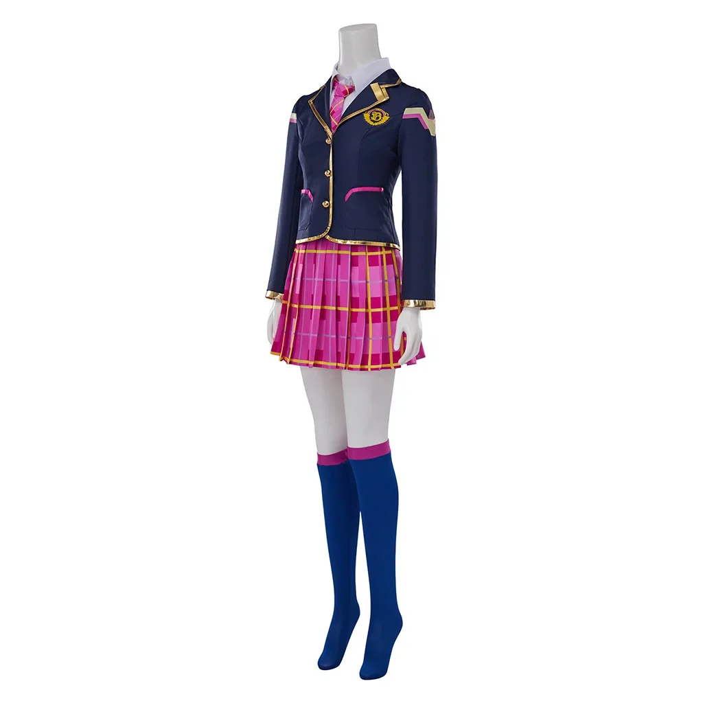 Song Hana Cosplay Anime Costume School Girl D.va JK Uniform Top Coat Skirts Suit Halloween Dva 3rd Party Outfit for Women