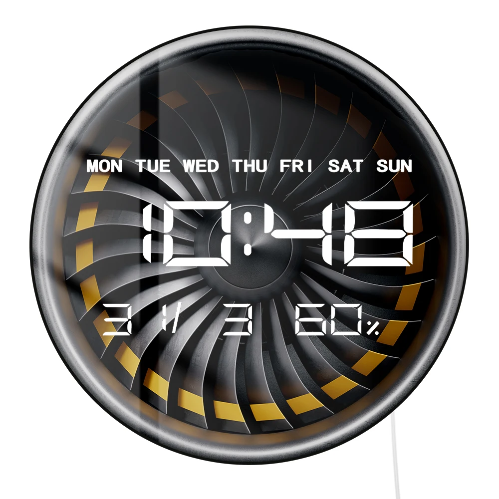 Turbine Wheel Jet Engine Blades LED Digital Wall Clock Aviator Home Decor Airplane Turbojet Modern Pilots Electric Wall Clock