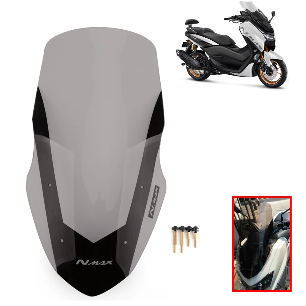 

For Yamaha NMAX155 NMAXL125 16-18 Front Windshield Windscreen Motorcycle Lengthen Glass Deflector Extension Screen Protector