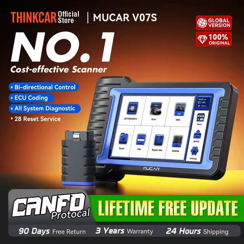 Herramienta de Diagnóstico Automotriz Profesional Bidireccional MUCAR VO7S CANFD con Codificación de ECU, 28 Funciones de Reinicio, Escáner OBD2, Diagnóstico Automotriz Gratuito