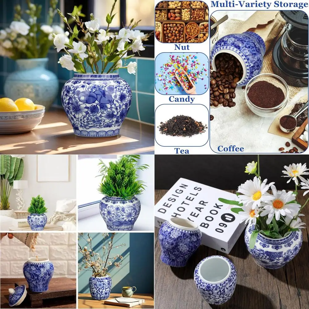 

Набор сине-белых фарфоровых банок с имбирем, декор в стиле шинуазри из 8 предметов для дома, стильные вазы для спальни и полки с акцентами