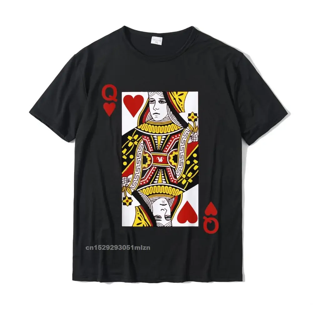 Queen Of Hearts Blackjack Cards Poker 21 Q Couple Matching T-Shirt Latest Men's Top T-Shirts Cotton Tops & Tees Cool