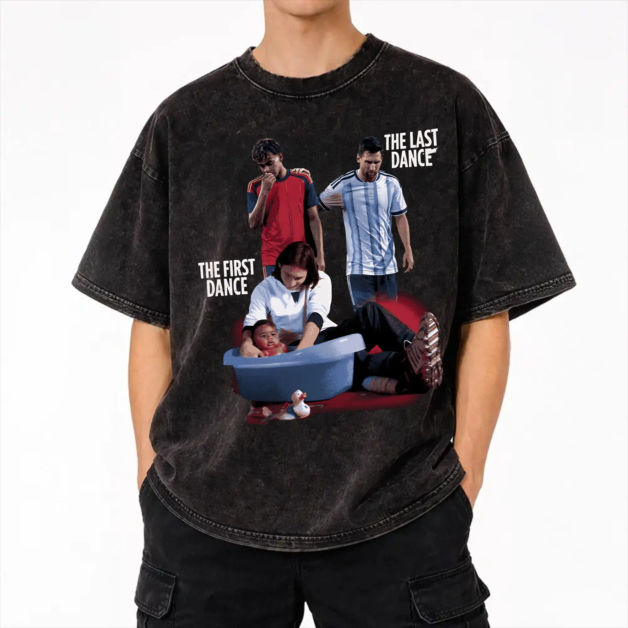 Messies & Yamals Take a Bath Washed T Shirt Streetwear Hip Hop Fashion T-Shirts  Tees Men Women 100% Cotton Oversize