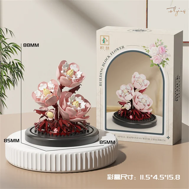 MOC Eternal Bouquet Micro Building Blocks Flower Model DIY Home Desk Plant Decoration Assemble Brick Toys For Children Gift 61