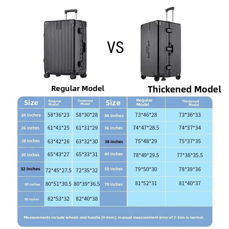 

New Large Capaci Thiened Faionable Aluminum Frame 30 Inch Spor Lage Carry-On Suitcase for Travel And Women's Use