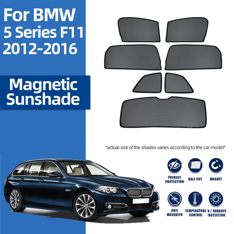 

For BMW 5 Series Touring F11 2011-2017 Magnetic Car Sunshade Shield Front Windshield Curtain Rear Side Window Sun Shade Visor