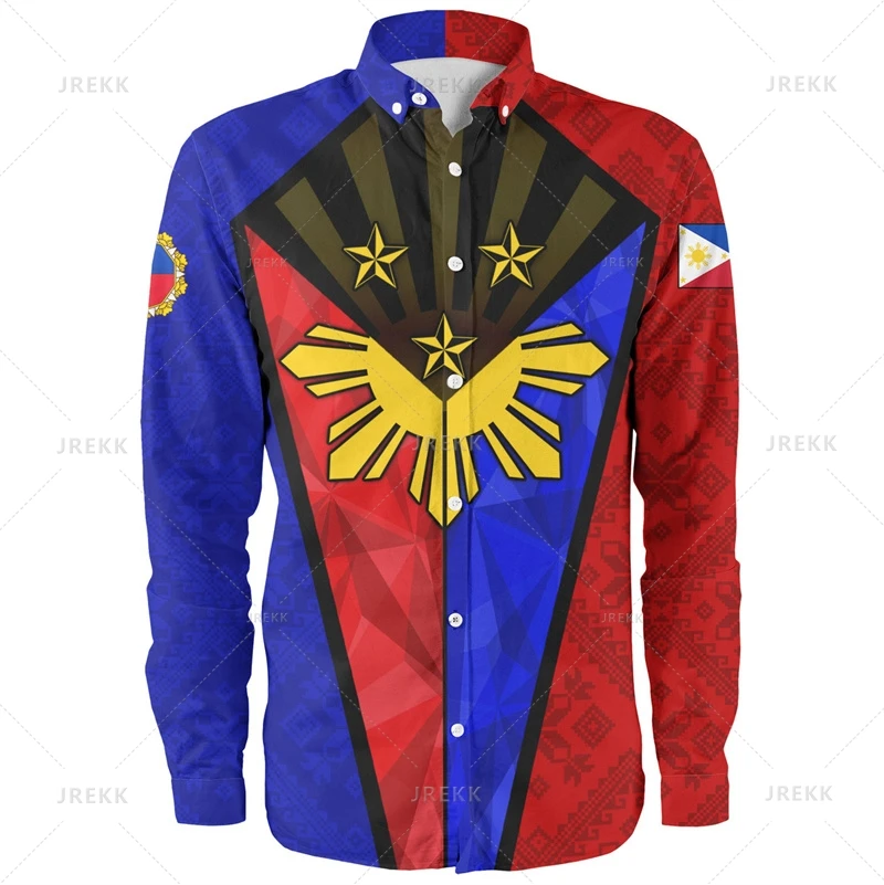 

Мужская рубашка с длинным рукавом и 3D-принтом, в этническом стиле