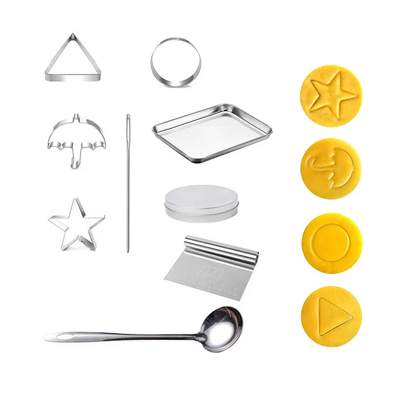 6PCS Korean Sugar Candy Game Series Dalgona Candy Cookie Umbrella Star Triangle Sugar Mould Candy for Baking Desserts Tools