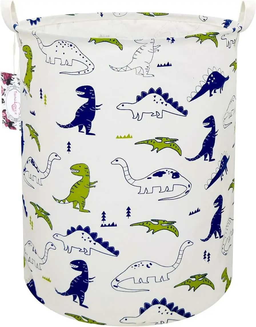 

Dinosaur Laundry Basket for Kids, Toy Storage Bin, Cute Hamper with Handles, Dinosaur Room Decor