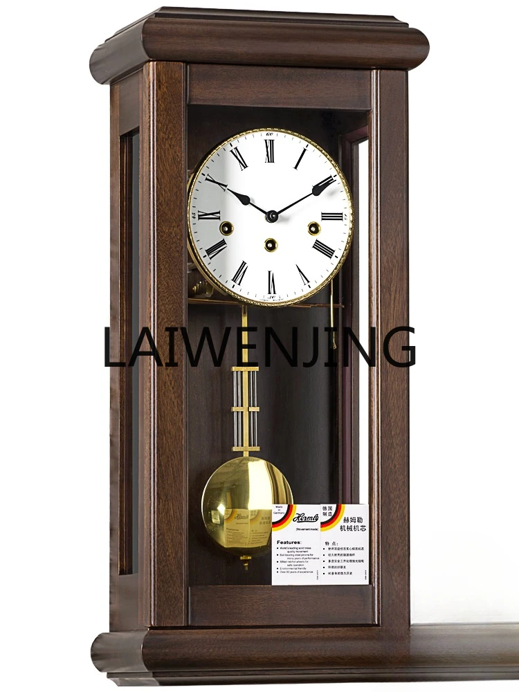 RWJ Solid Wood Mechanical Wall Clock Fashion Retro Clock Creative Decoration Large Wall Clock