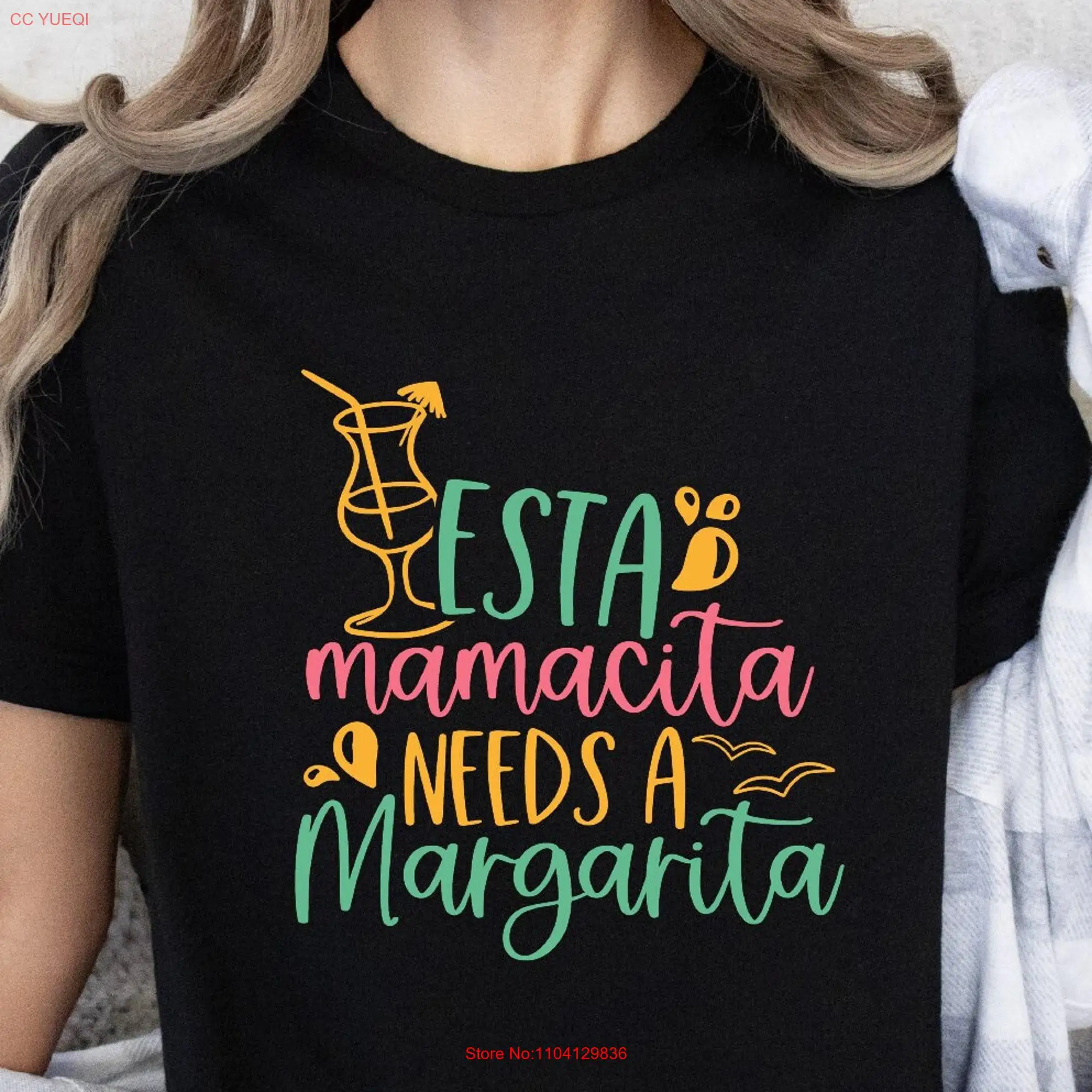 Esta Mamacita Needs a Margarita T Shirt Funny Mom Mama for Wife Cinco De Mayo Madre Mamá in Spanish long or short sleeves