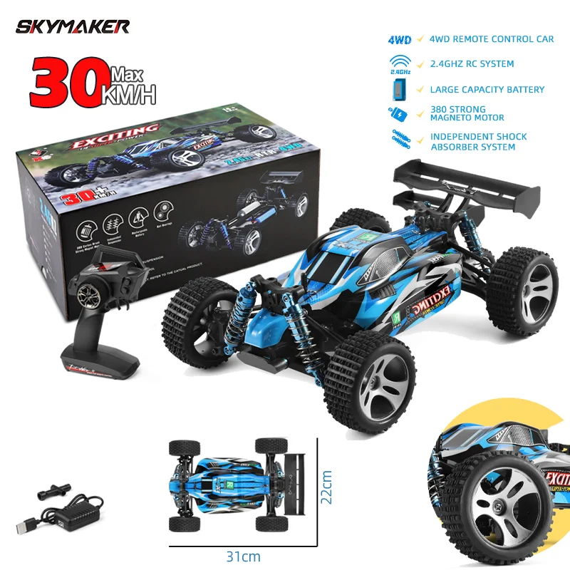 Wltoys 184011 RC Car 1/18 4WD 2.4G Radio Control Remote Vehicle Models Full Propotional High Speed 30km/H Off Road  RC Cars Toys