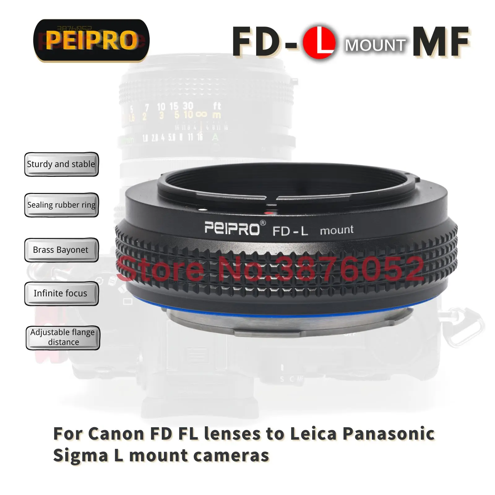 

PEIPRO FD-L Lens Adapter Converter for Canon FD / FL Lens to LUMIX S1 S1R SIGMA FP Leica SL SL2 SL3 L mount cameras