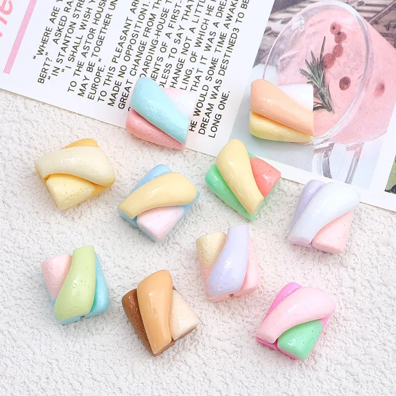 10Pcs Kawaii Colour Marshmallow Resin DIY Shoes Hat Icebox Barrette Mobile Phone Case Scrapbook Cream Glue Flat Back Resin