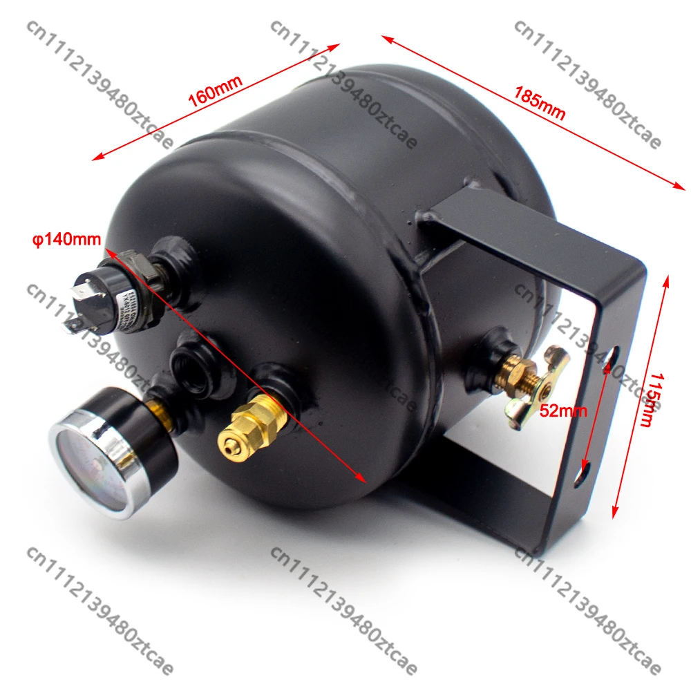 0.5  2L Automobile Modified Suspension Air Storage Tank, Vehicle Mounted Air Reservoir for Mobile Air Compressor Pump System