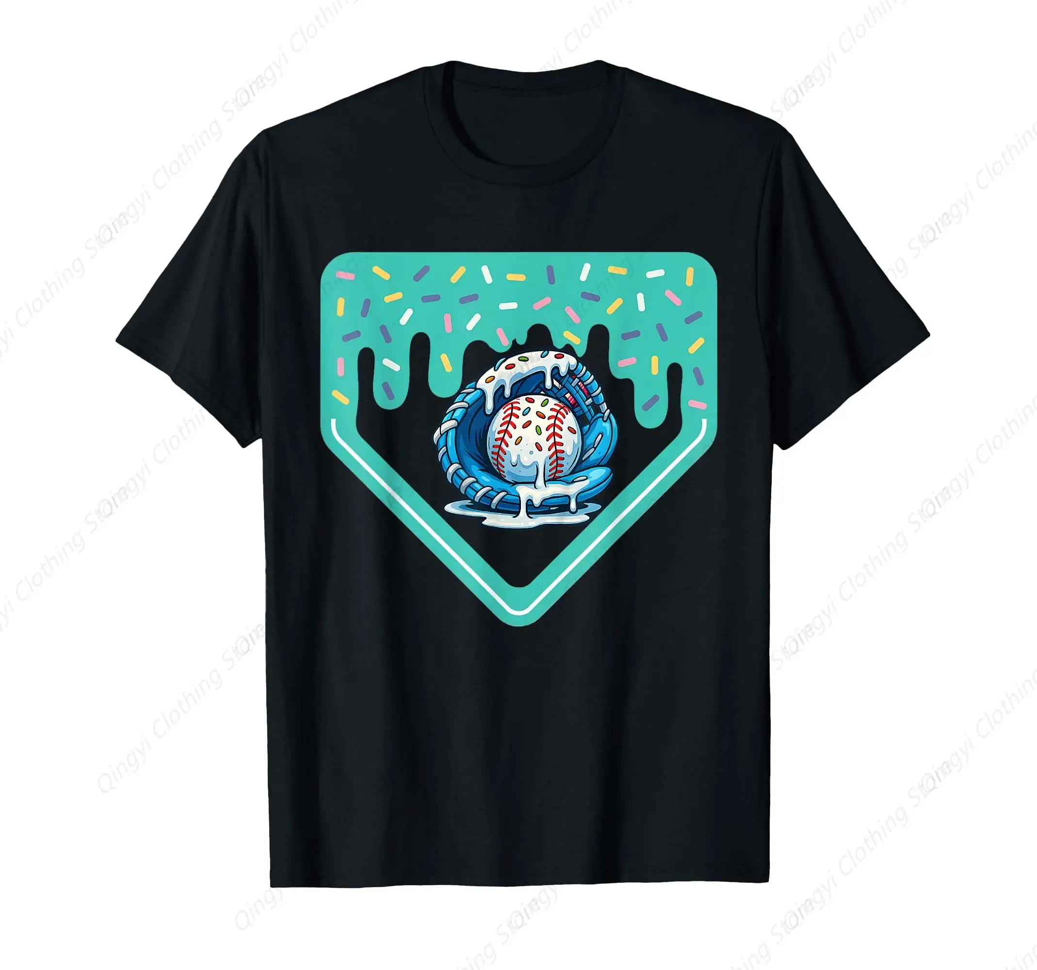 

Baseball Home Plate Dripping Ice Cream Drip T-Shirt
