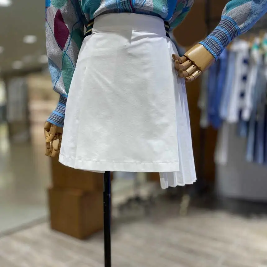 

White High Waist Pleated Golf Skirt Design Sensation A-Line Umbrella Skirt ort Women Commute Sle f Body Skirt