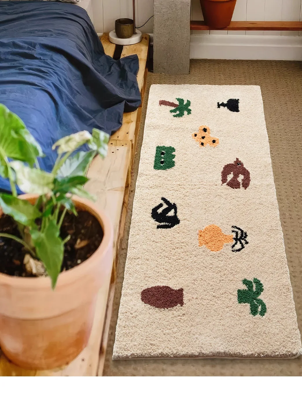 

Утолщенный коврик в винтажном стиле для спальни, прикроватный коврик для гостиной, декоративный прикроватный коврик кремового цвета, домашний текстиль, напольное покрытие