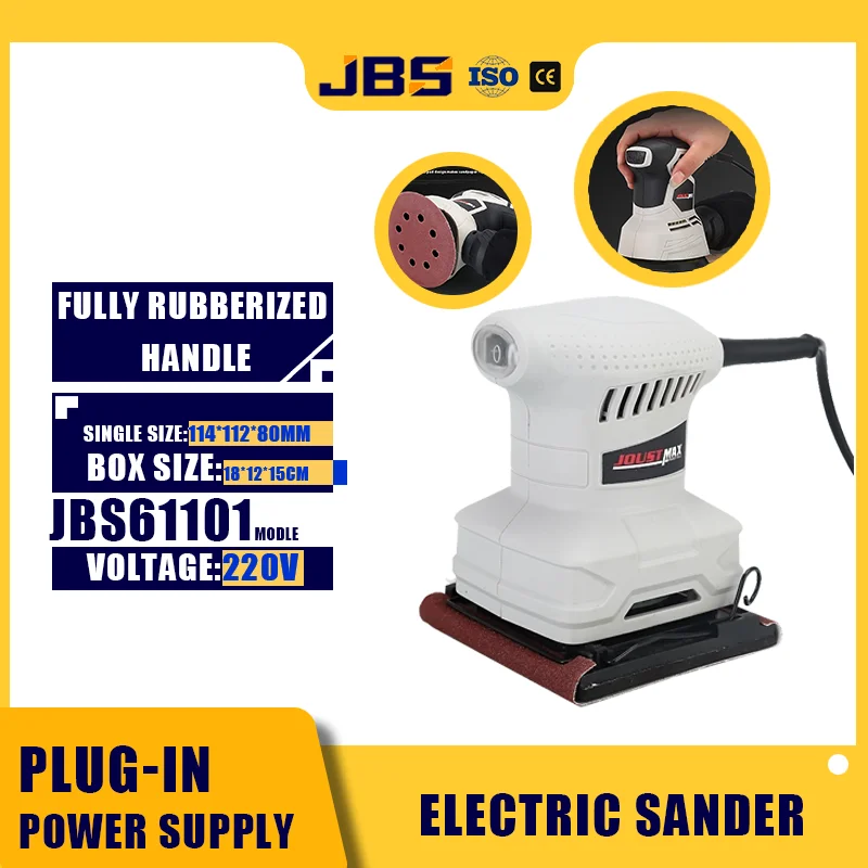 JBS Portable Electric Sander Wood & Metal Polishing Machine Wall Putty Square Sanding Machine Compact Model