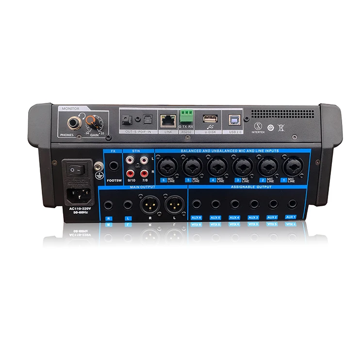 high quality built in sound card BT 12 channel digital mixer console audio sound equipment professional studio church