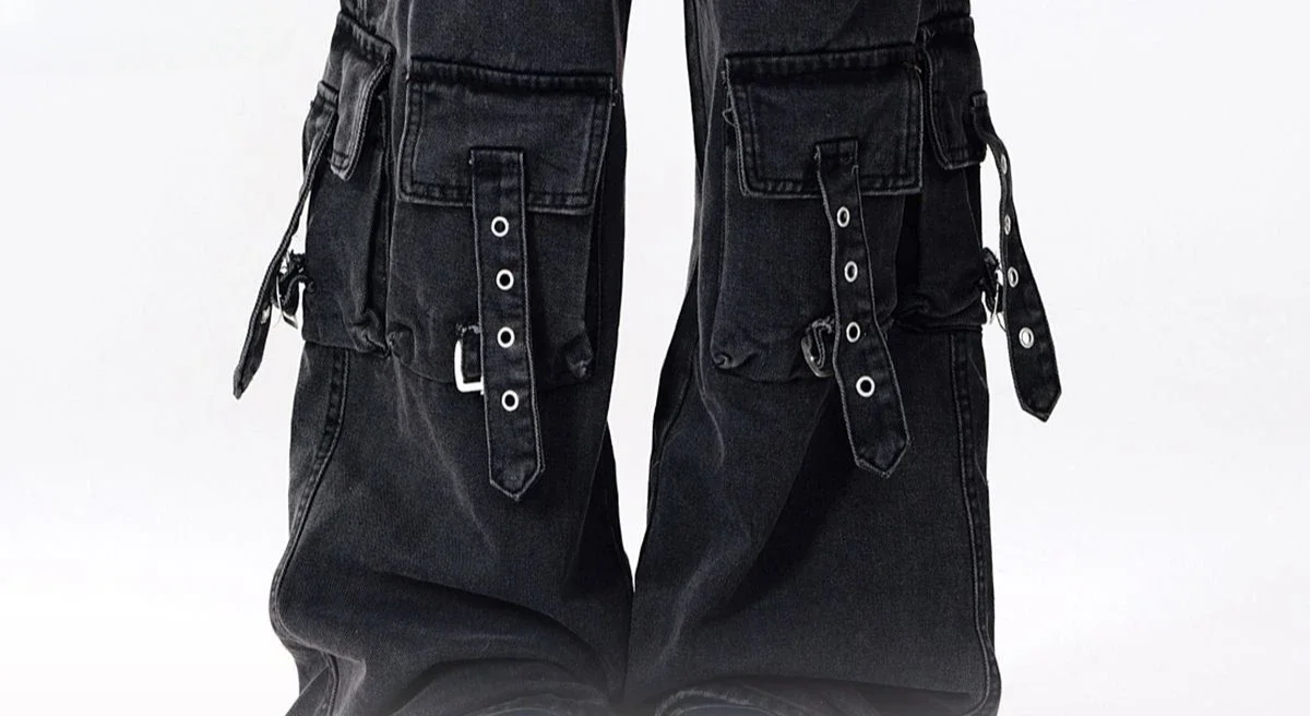 Women\'s Black  Baggy Cargo Jeans Harajuku Oversize Denim Trousers Y2k 90s Vintage 2000s  Jean Pants Trashy Clothes 2025
