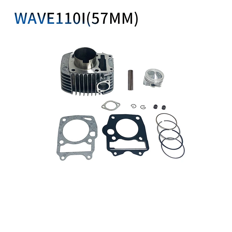 Motocicleta Motor Cilindro Kit, Conjunto de Ferramentas Anel Pistão, Peças Modificadas, 57mm Bore, 110CC, WAVE110I, KWB110AFS110, KWB-600