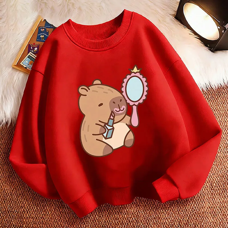 2026 Hip-Hop Streetwear Capybara Kinder-Hoodie Sweatshirt Niedlicher Harajuku Kapuzenpullover für Jungen Mädchen Herbst Winter Lässige Hoodies