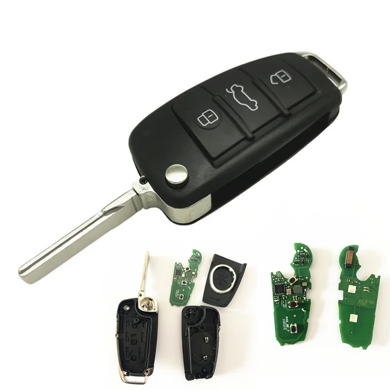 Car Remote Key For Audi Q7 FCCID 8E0837220AF 433 868 Mhz 8E Chip Auto half Smart Control Replace Flip Key Hot