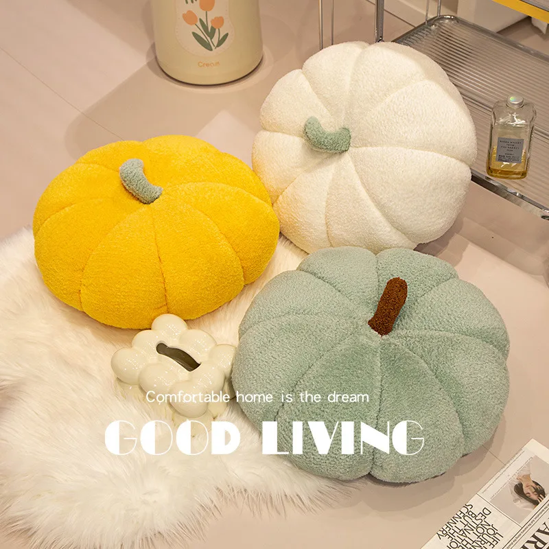 

Ins 45cm Kawaii Halloween Pumpkin Plush Toy Fluffly Colorful Pillow Soft Stuffed Plant Cute Children Doll Sofa Cushion Girl Gift