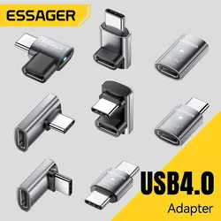 Essager USB4.0 40Gbps OTG Adapter 240W Fast Charging Converter 90 Degree USB Type C Data Adapter For Phone Macbook Laptop 8K60Hz