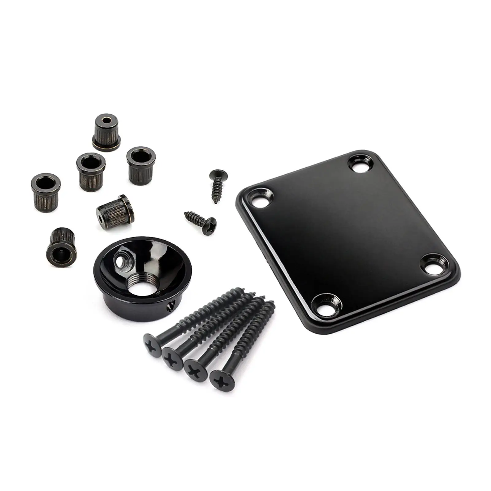 

Electric Guitar Parts Metal Neck Plate Kit with Mounting Screws for Bass Guitar Upgrade and Repair Accessories