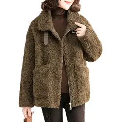 Thick Lamb Wool Coat For Women's Winter Jacket Loose Faux Fur Coat Sheep Shearing Short Winter Fleece Outwear Top 2023 Jackets