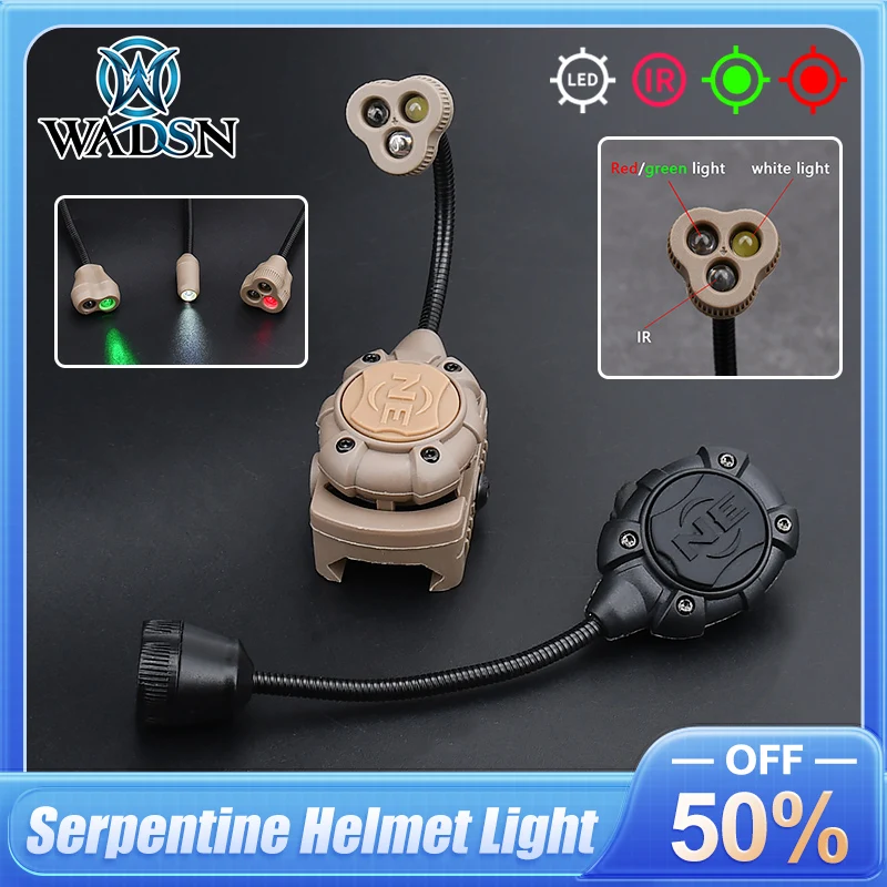 

WADSN Tactical Airsoft Helmet Light Princeton Softair Lantern IR Red Dot LED Flashlight Tec Mpls 3 LED Light Rifle Snake Light