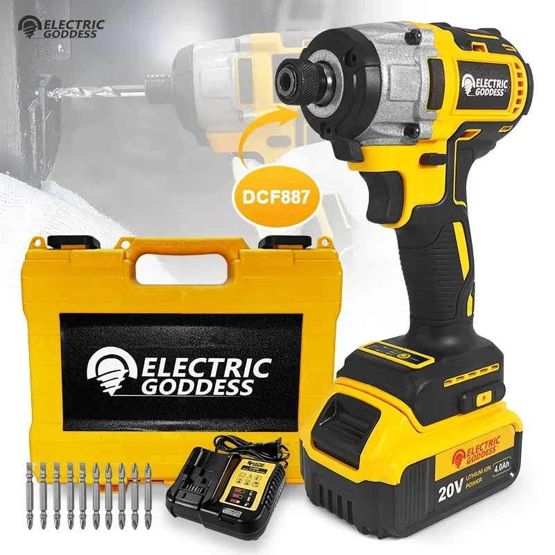 

EGOD DCF887 Cordless Impact Driver Brushless Motor Electric Drill 1/4-In 205N.M High Torque Power Tools fit 20V DEWALT Battery