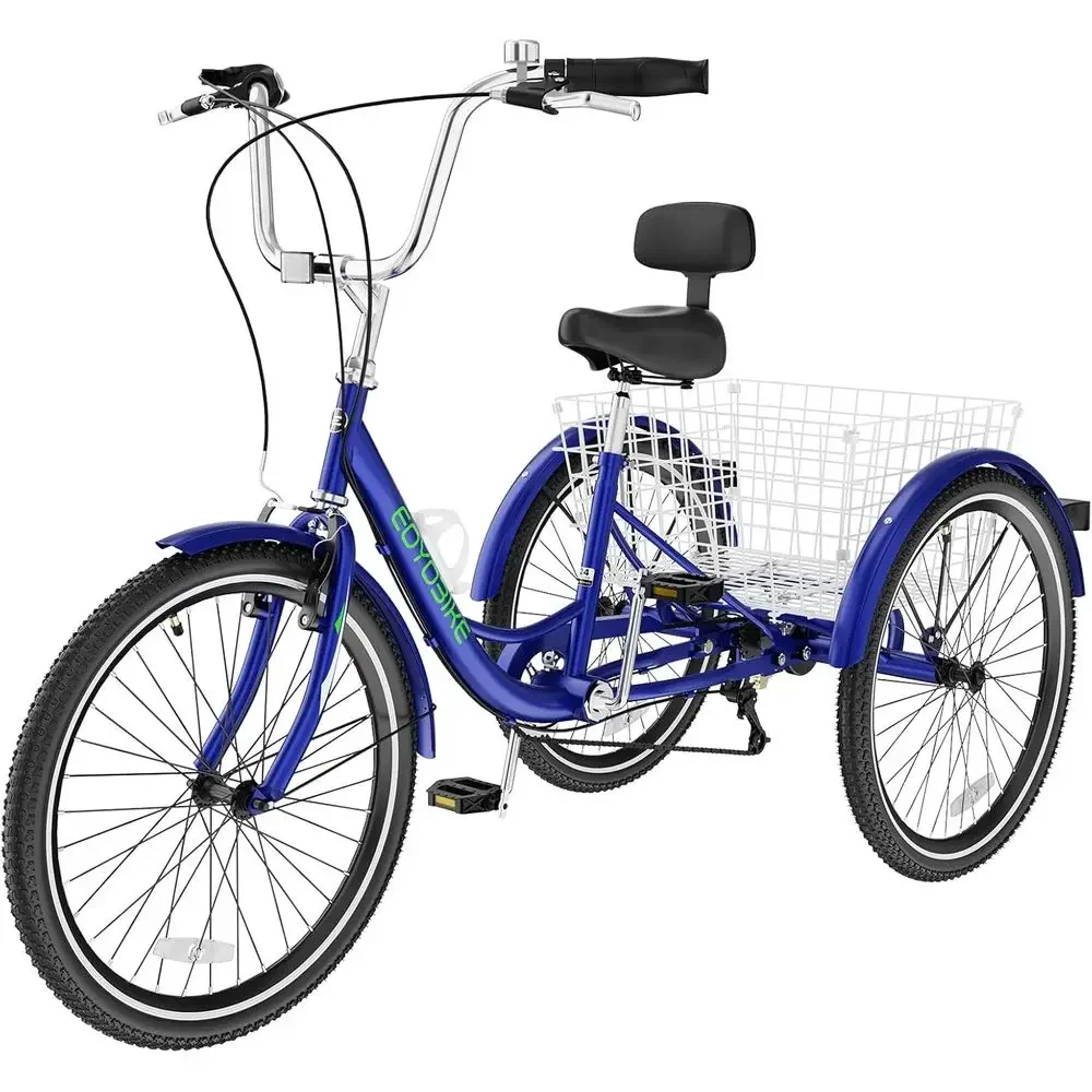 

3-Wheel Adult Tricycles with 7-Speed Gears and Shopping Basket for Men and Women